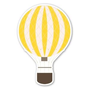 Yellow hot air ballon stickers