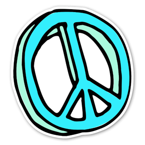 Handdrawn peace sign sticker, put is on a car or a computer, it looks great