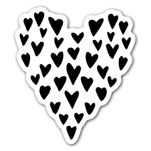 Hand drawn little hearts to make up a big heart sticker