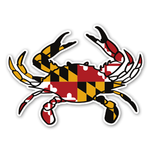 A high quality Maryland crab sticker. Very popular.