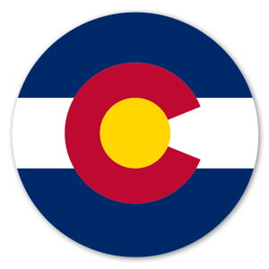 The CO state flag cut as a perfect circle. Good for outdoor use and all weather.