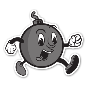 Running bomb guy - old school cartoon style