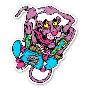 Pink panther skateboarding stickers