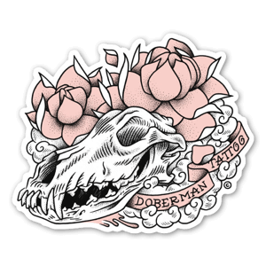 Doberman skull tattoo sticker