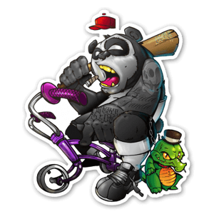 Sticker of a Gangsta Panda and his croco buddy 