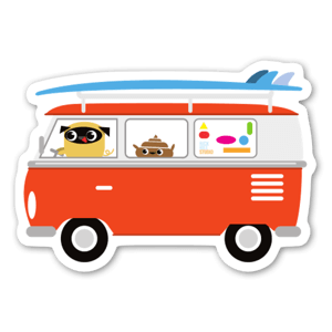 Pug & Poo Vintage VW Bus Party Wagon - Large Sticker