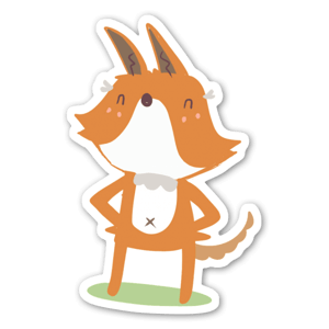 A cute and friendly cartoon fox. 