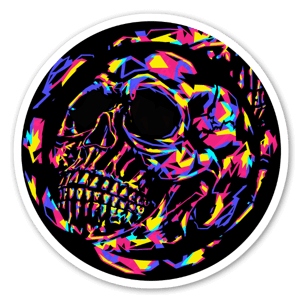 A round skull sticker