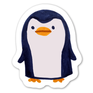 A cute penguin that's a bit clumsy.