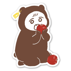 Sticker - Hungry hungry bear, eating a apple