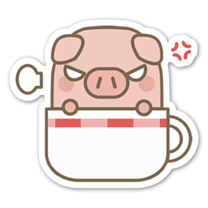 A cute pig in a cup that may be upset. 