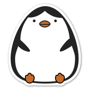 A cute penguin sitting down.