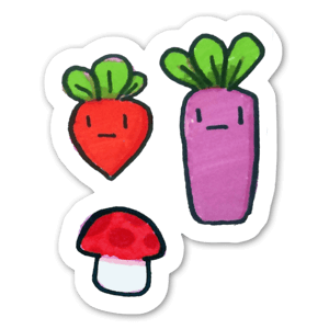 A collection of cute veggies. 