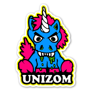 Papa Shabba created the word UniZom from Unicorn and Zombie and created a new mythical creature for the cuddly cemetery.