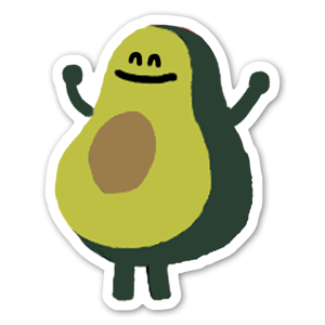 A happy cartoon avocado.