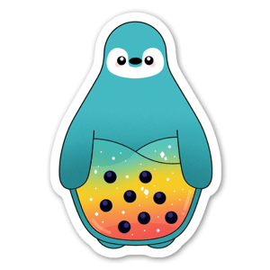 Rainbow bubble-tea penguin