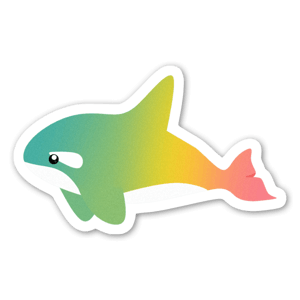 Cute whale in gren yellow and red - stickers