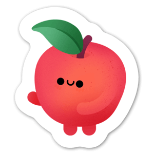 Red Cute apple coming in for a hug -  sticker