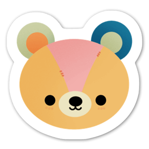 Cute stuffed bear with a lot of colors.