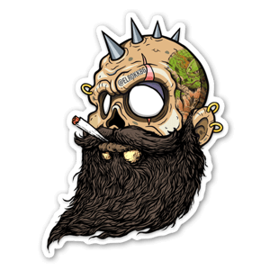 Custom design of the punk bearded skull