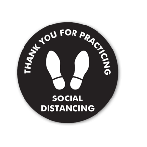 Black and white social distancing sticker