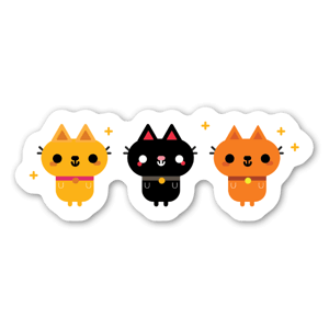 A trio of cute cartoon cats. 