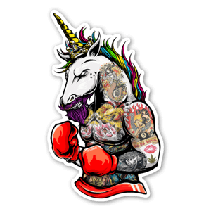 My custom illustration of a bearded and tattooed unicorn!