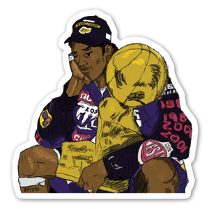 This is a tribute sticker to the late great Kobe Bryant. The sticker is a Photoshop drawing of a very serial moment for the Lakers and The Black Mamba. The sticker captures a king sitting on his thrown and appreciating all the blood, sweat and tries it took to get to that moment.


RIP KOBE BRYANT