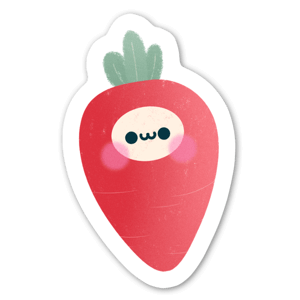 A red carrot blushing sticker.