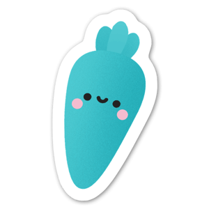 Turquoise all over carrot sticker.