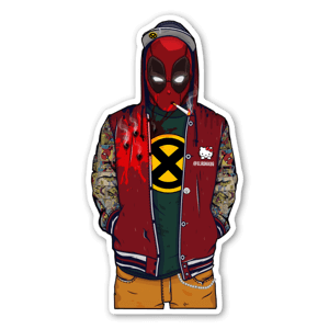 custom illustration of deadpool at college