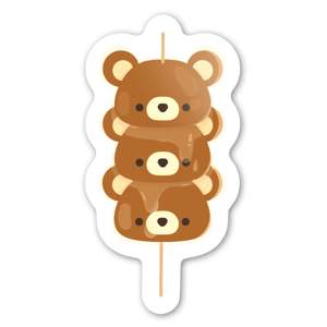 Cute bears on a stick - sticker