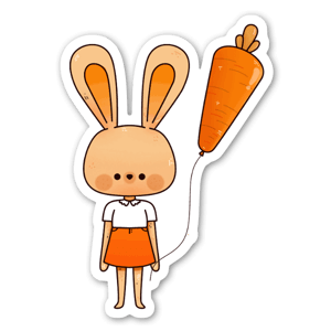 Cute bunny with her carrot balloon