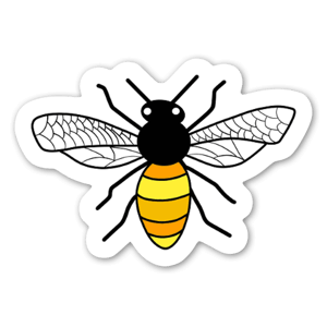 yellow realistic bee sticker.