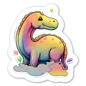 A happy and colorful dinosaur that can't wait to play.