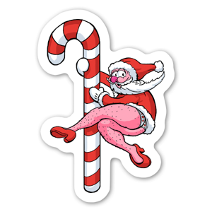 Naughty Santa pole dancing sticker