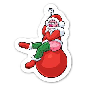 Naughty Santa on a wrecking ball sticker