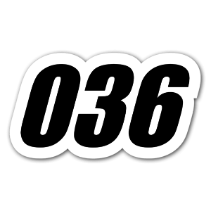 Sticker with the number 036 