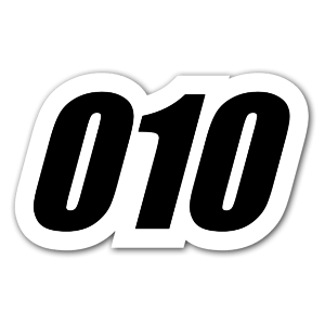 number 010 as a sticker 