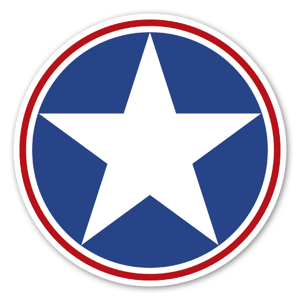 US Star, round sticker