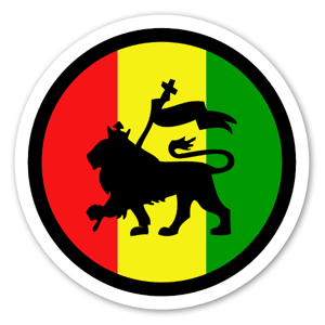 Rasta lion round sticker