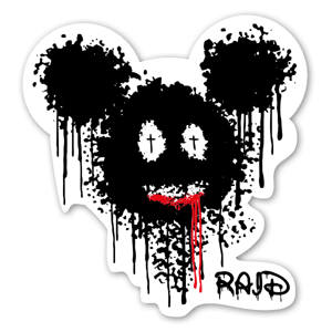 Kill Mickey Mouse stickers made by Mr Raid