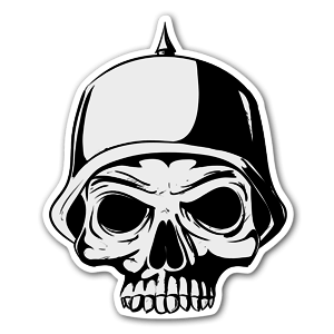 German skull with warrior helmet, custom sticker