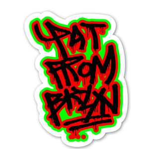 Green, black and red graffiti art as stickers 