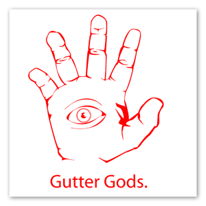 Gutter Gods eye in the hand sticker