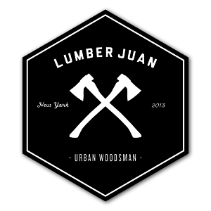 A sticker with the LumberJuanWoodsman