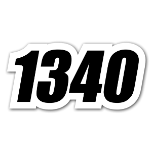 A racing sticker with the number 1340