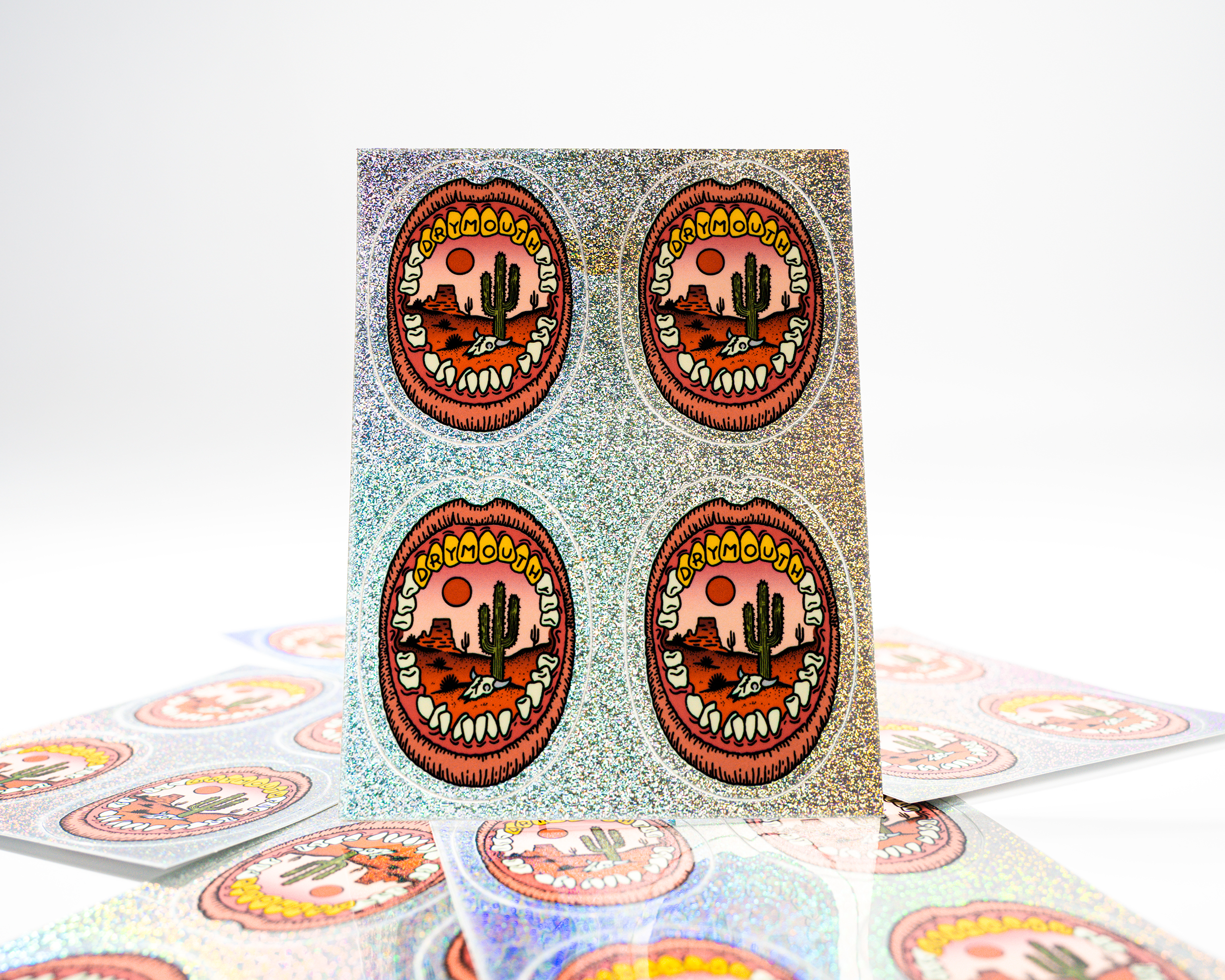 Singels on sheet stickers with Dry Mouth motif