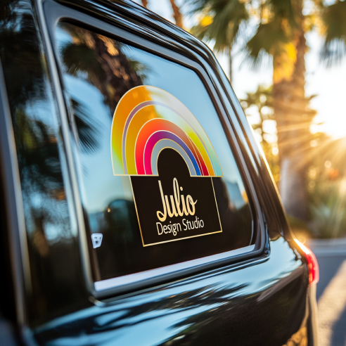 Julio design studio car window sticker.