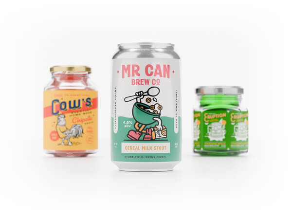 Custom Brand labels on roll on three cans.